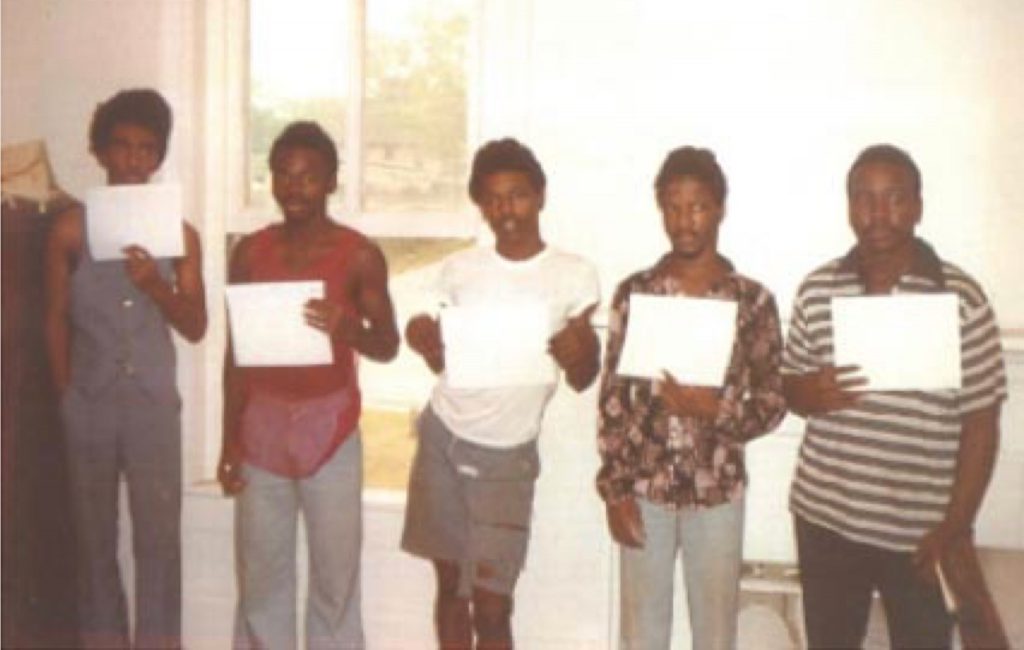 Photo of five men in police lineup
